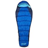 Coleman, Sacco a Pelo a Mummia Fision, per Adulti (Sacco a Pelo Estivo Leggero, per Outdoor e Indoor, 208 x 81/45 cm), Unisex, Fision 100, Blau