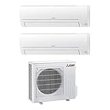 Mitsubishi Electric MXZ-2HA50VF Linea Smart, Set climatizzatore Dual Split a Parete MXZ-2HA50FV Composto da 2 unità Interne 12.000 BTU, Bianco