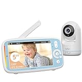 BOIFUN Baby Monitor Video, 360° Telecamera, Senza Wi-Fi, 5" IPS Schermo Con Zoom 3X, Facile Da Usare e Configurare, Rilevamento del Suono, Modalità VOX, Notturna Visione, Per Bambini/Neonato Neonati