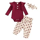 ESSECMBS Tutina Neonata Completo Elegante Neonata Pagliaccetto Neonata Invernale Vestito Battesimo Bimba Vestiti Neonato Femmina Vestiti Bimba 6 9 Mesi Completino Bimba 9 12 Mesi (Rosso, 3-6 Months)