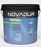 NOVADUR® Pittura bianca antimuffa per muri | STOP MOHOS E Funghi | Anti-umidità interna - esterno | Ottimo per Cucina e Bagno | 4 litri - 5 kg | Vernice acrilica setosa al tatto