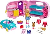 Barbie il Camper di Chelsea, Playset con Bambola, Veicolo, Roulotte e Tanti Accessori, Giocattolo per Bambini 3 + Anni, FXG90