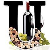 Wine Cork Holder - Metal Monogram Letter (U), Black, Large | Wine Lover Gifts, Housewarming, Engagement & Bridal Shower Gifts | Personalized Wall Art | Home Décor