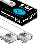 V-TAC 2x Profili per Strisce Led da 2 METRI in Alluminio - (4 Metri Totali) - Profili per Strisce LED con Copertura Opaca - Ingombro massimo Striscia Led 12,4 mm - Dimensioni 17,4 x 7 mm