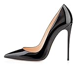 EDEFS Scarpe col Tacco Donna Classico High Heels Chiuse Davanti Scarpa Nero Taglia EU37