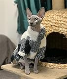 YAOER Gatto glabro Sphinx Devon Vestiti per Gatti Domestici Caldi Autunno e Inverno Ispessimento più Velluto Sporco e Confortevole, Plaid Bianco e Nero, L-