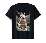 Japanese Temple Cherry Blossom Sakura Cartoon Cool Art Gifts Maglietta