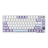 EPOMAKER Ajazz AK820 Pro Gasket Tastiera Meccanica usb c/Bluetooth/wireless, retroilluminata RGB con TFT schermo, cuscino foam per WIN/Mac/PC (White Purple, Ajazz Gift Switch)