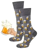 soxo Birra Calzini Uomo Divertenti Fantasia Calze Uomo Cotone Lunghi Birre Gadget Regalo 40-45 Grigio