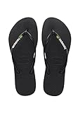 Havaianas Slim Brasil Logo, Infradito Donna, Nero, 39/40 EU