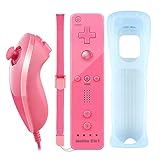 YiYunTE 2 In 1 Telecomando Motion Plus per Wii e Wii U Game Remote Controller Motion Plus e Nunchuk Controller per Wii e Wii U con Custodia in Silicone e Cinturino da Polso - Rosa