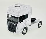 Welly Scania V8 R730 Bianco 1/64 Nuovo in scatola modello camion 10 cm