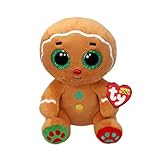 Ty Beanie Boos - Nutmeg l Omino di Pan di Zenzero con Occhi Verdi Grandi e Glitter, il Peluche con gli Occhi Grandi Scintillanti - Speciale Natale - 15 Cm - T37353