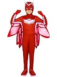 Funidelia | Costume di Gufetta PJ Masks deluxe per bambina Cartoni Animati, Gattboy, Gufetta, Geco - Costume per Bambini e accessori per Feste, Carnevale e Halloween - Taglia 3-4 anni - Rosso