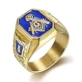 Anello Massonico Blu Massonico, Anello Massonico, Lodge Blu da Uomo, Anello Massonico Massonico Oro Gioielli Simbolo Massonico Punk, Anello Biker Massoneria Oro Anello Massoneria, Metallo