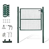 Gimisgu Cancello da giardino, 100 x 100 cm, in acciaio zincato, con manico e 3 chiavi, robusto e durevole, per porta d ingresso, colore: verde