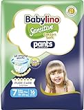 Babylino Sensitive Cotton Soft Pannolini Mutandina Taglia 7, Pants XL Plus (15-25 Kg), 16 Unità