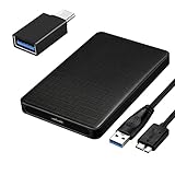 EasyULT Case Hard Disk 2.5 Pollici, USB 3.0 Enclosure Hard Disk Esterno Box Caso SATA I II III HDD SSD 9.5mm e 7mm [Supporto UASP] Tool Free, con OTG Adattatore(Nero)