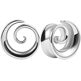 Vankula Orecchini a spirale in acciaio inox per dilatatori allungati da 8 mm a 16 mm, 19mm(3/4"), Metallo