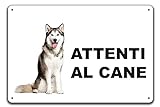 Phonecasing Cartello Segnale Attenti al Cane in Alluminio 3 mm Composito (20 cm x 15 cm, Husky Siberiano)