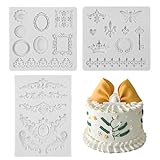 3 Pezzi Stampi Silicone per Dolci Rilievo Barocco Decorazione, Stampo Silicone Cornice Specchio 3D Vintage Stampo in Silicone per Dolci per L artigianato DIY, Decorazione di Torte, Cioccolato (Grigio)