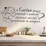 Gigio Store Adesivi Murali Cucina, Decorazione Parete Scritte Adesive, si cucina sempre pensando a, Decalcomania Vinile per Soggiorno, Ristorante, Bar