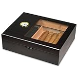 Slege Humidor per Sigari,Humidor Sigari in cedro spagnolo,Piano in vetro Scatola per Sigari(10-30 cigar) Umidificatore Sigari,Igrometro,Divisorio,Regalo uomini,Accessori per Sigari,Italian Manual