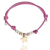 ViMon Gioielli, BRACCIALE cordino con ciondolo STELLA MARINA rosato, granelli martellati, in ARGENTO 925, cordino disponibile in vari colori