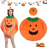 Costume da Zucca di Halloween,Costumi di Zucca per Bambini e Adulti,Costume da Zucca con Cappello,Vestito unisex per travestimento a forma di zucca,Festa Cosplay Vestiti Adatto per Bambini Adulti