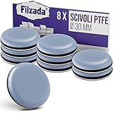 Filzada® 8x Piedini per mobili autoadesivo in Teflon - Ø 30 mm (tondo) - Scivoli per mobili professionali/scivoli per tappeti in PTFE (teflon)