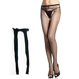 Collant da donna a rete lunga sexy calze nere Fishnet Stockings Femminile Night Club Calde Calze a rete Cosplay Nylon Cavallo Aperto Calze da Pesca Calze da Donna, Nero , Taglia unica