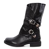 Toocool Stivali donna biker boots fibbie anfibi motociclista scarpe casual G620 [38,nero]