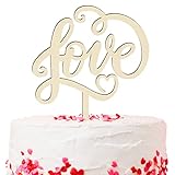 XCOZU Love Cake Topper, Topper per Torta Nuziale in Legno, Decorazioni per Torte per Torta Matrimonio Anniversario, Cake Topper per Fidanzamento e Compleanno, Cupcake Toppers per Feste
