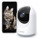 GNCC Telecamera Wi-Fi Interno, 1080P Videocamera Sorveglianza per Bambino, Rotazione a 360°,Visione Notturna, Rilevamento di movimento/suono, Audio Bidirezionale Compatibile con Alexa(solo 2,4 GHz)