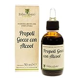 Propoli Gocce Con Alcool Erbecedario, Soluzione Idroalcolica Propoli, Estratto di Propoli per il Benessere di Gola, Voce E Cavo Orale, Rinforza l’Organismo, 1 Flacone 50 ml