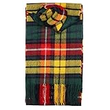 Clans of Scotland Sciarpa scozzese in pura lana di agnello scozzese Clan scozzese 100% lana Sciarpa in pura lana scozzese Perfetta per uomini e donne 305 x 157 cm Buchanan Moderno Taglia unica