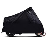 ANFTOP XXXXL Telo Coprimoto Impermeabile 190T Copri Scooter Moto Antipolveri Anti-UV per Esterni, con Sacca per il Trasporto, Misura 4XL(295 * 110 * 140cm), Colore: Nero