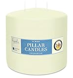 Hyoola Candela Bianca Avorio Grande Tre Stoppini - Candela Bianca Avorio a Colonna 15 x 15 cm - Candela Grande Cilindrica Senza Profumo - Candela Lunga Durata 146 Ore - Candela Decorativa Made in EU