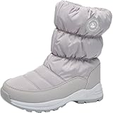 GILKUO Stivali da Neve Donna Scarpe Invernali Impermeabili con Pelliccia Pelo Calde Stivaletti Boots Cerniera Argento Grigio 38