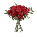 KENTIS - Bouquet di 12 Rose Rosse a Stelo Lungo 50 cm - Mazzo di Fiori Freschi a Domicilio in Italia - Rose Vere Regalo