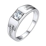 ChiciSilver Anello Uomo Zircone Argento 925 Anello Uomo Zirconi Argento 925 Anello da Uomo con Diamanti Brillanti Misura 25