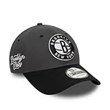 New Era Cappellino 9Forty NBA Side Patch NetsEra Berretto Baseball Curved Brim cap Taglia Unica - Grigio-Nero