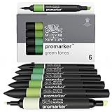 Winsor & Newton ProMarker Colori Verdi - Set di 6 Pennarelli Assortiti