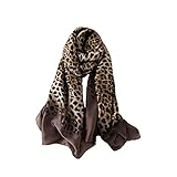 Trillion®, sciarpa di seta da donna, leggera, ispirata agli animali, ideale come regalo per San Valentino Stampa leopardata 2. Taglia unica
