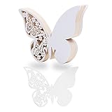 QUMAO (10 * 7cm) 100 pz Segnaposti Segnabicchiere Segnatavolo Perlato Forma di Farfalle Decorazioni per Feste Matrimonio (Bianco)