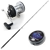 Kit Pesca Traina Canna Trabucco Neptune Xt Trolling 180cm 20-30 LB + Mulinello Lineaeffe Sea Captain 300 Con Frizione a Stella. Bobina Di Filo Asso 600m In OMAGGIO!