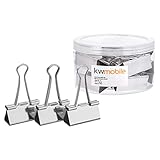 kwmobile Set Clip Fermacarte Metallo - 12x Mollette 51mm Clips Fermaglio Fermafogli - Graffetta Ferma Documenti Ufficio - Pinzette Cancelleria Silver