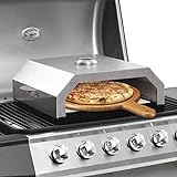 ARKEM Forno Pizza con Piastra Ceramica per Barbecue a Gas e Carbone,Forno per Pizza Portatile,Forno per Pizza da Esterno in Acciaio Inox, Forno Prefabbricato per Pizza a Gas
