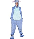 Generico Kraja Pigiama Kigurumi Tuta Costume Animale per Carnevale, Halloween, Festa, Cosplay Monopezzo in Flanella, Morbido e Comodo (Blu Stitch, S Small Altezza 148cm - 158cm S)