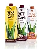 Forever Living - Bevanda gel all aloe vera, confezione mista, 1 gel originale di aloe vera, 1 nettare di bacche di aloe, 1 pesche all aloe